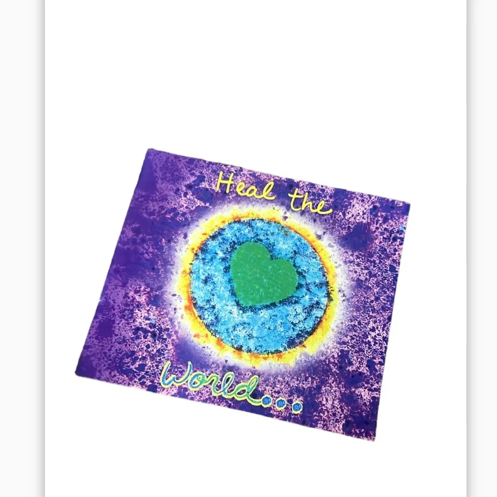 Penzeys Tie Dye Heal The World Cook DInner Tonight Towel / Cloth and Magnet